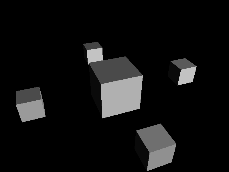 lit diffuse cubes (lambert's cosine law)