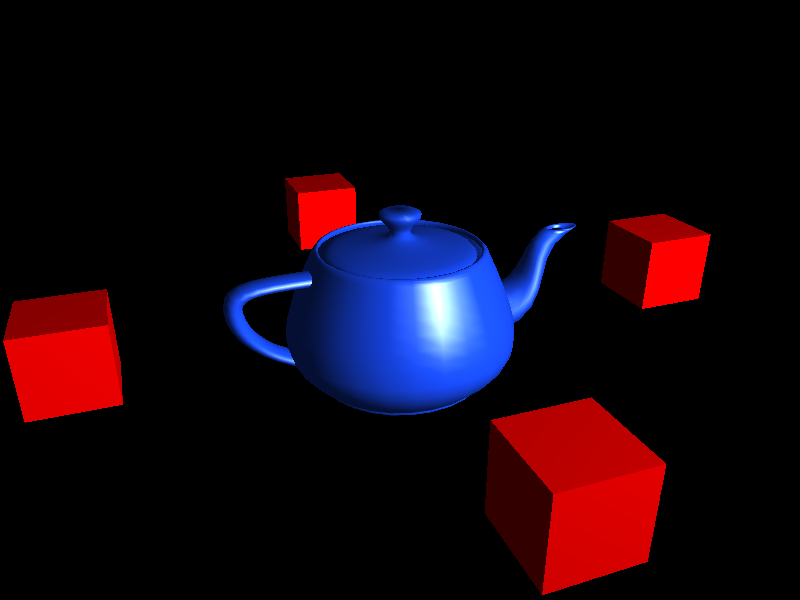diffuse cube and shiny teapot