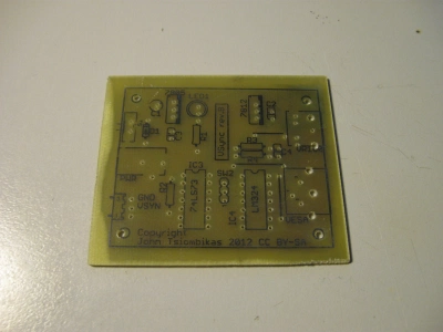 toner "silkscreen" on the front of the pcb